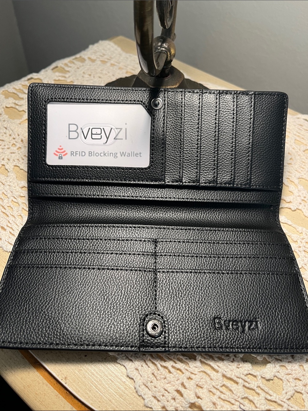 Black Leather Long Wallet RFID - Card Wallet Sleek Unisex NWOT